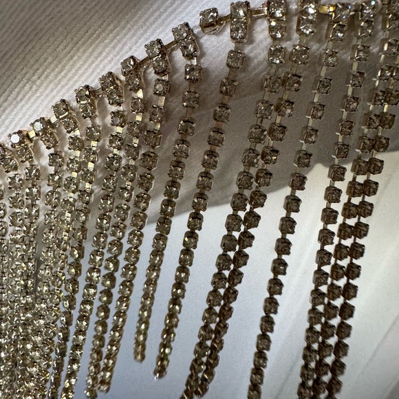 NWT BLANK NYC cotton stone white denim western rhinestone tassel jacket - Picture 11 of 13